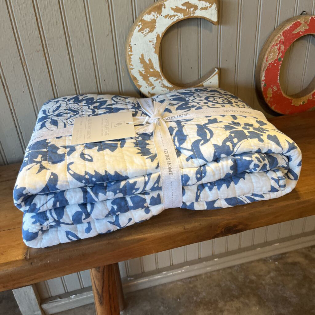 Clara Blue Quilted Throw