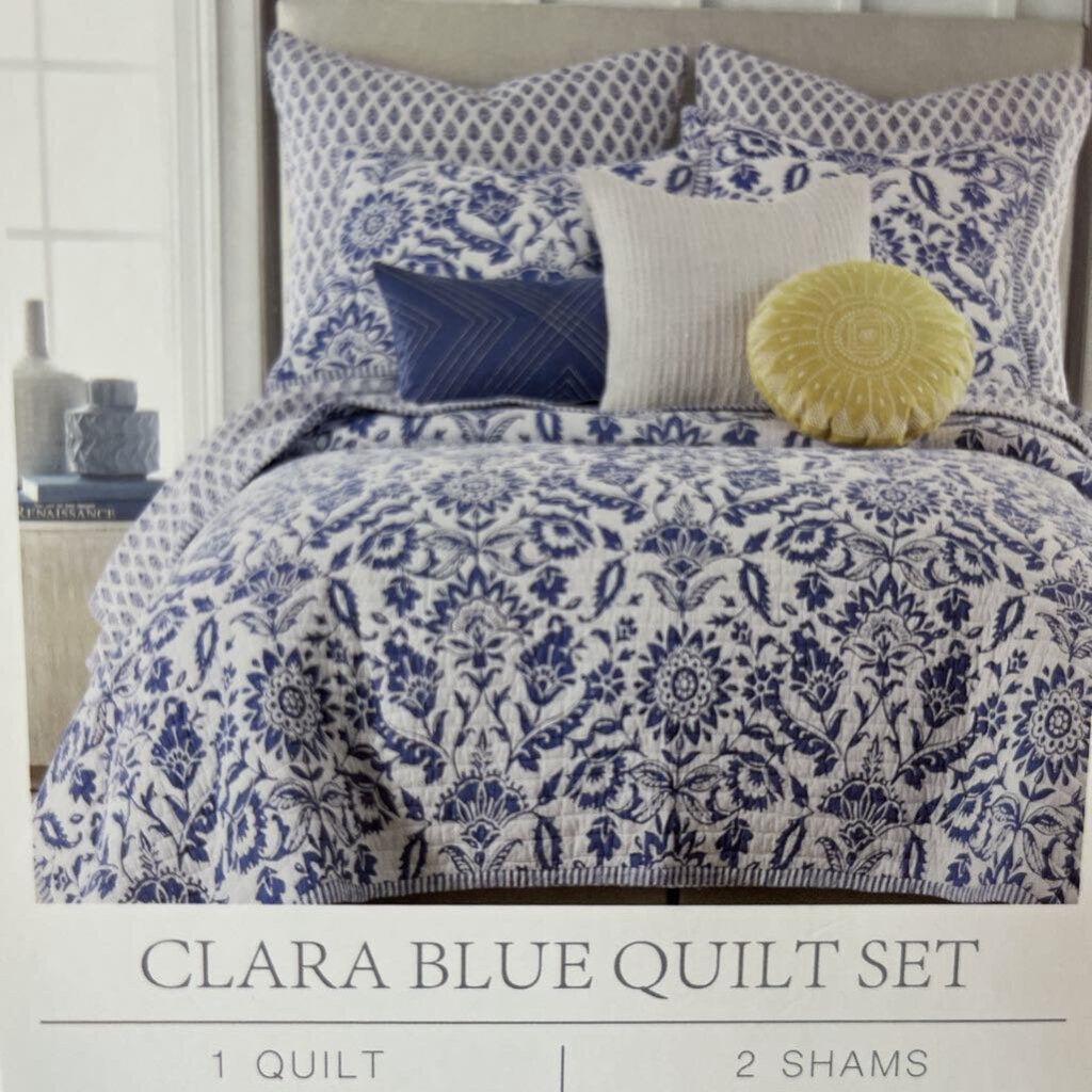 Clara Blue Quilt Set - Full/Queen