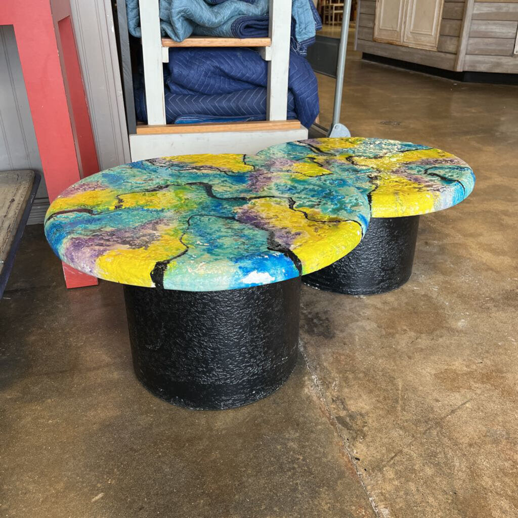 Abstract Round Accent Tables Pair