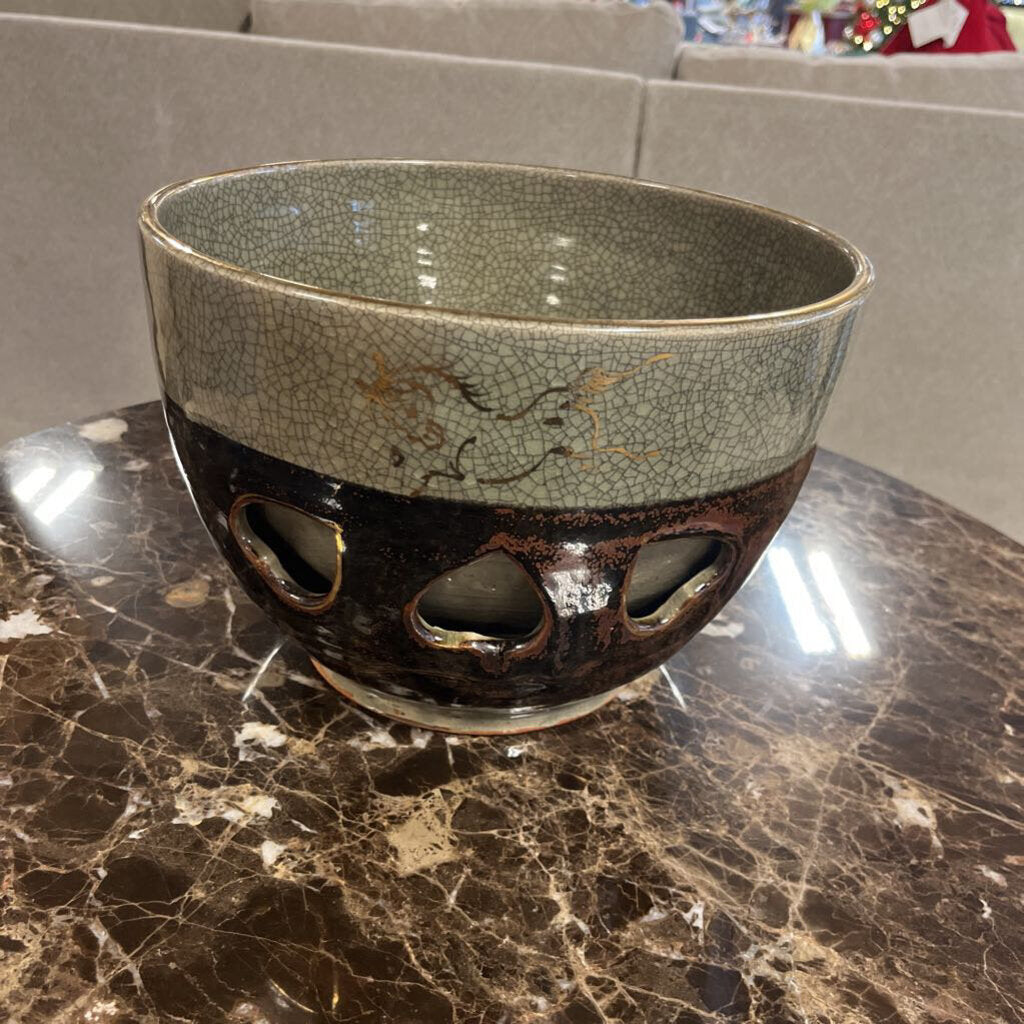 Japanese Pottery Soup/Punch Bowl w/ 5 Cups