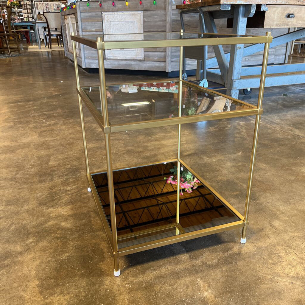 Glass and Metal Modern End Table 22x18x26.75