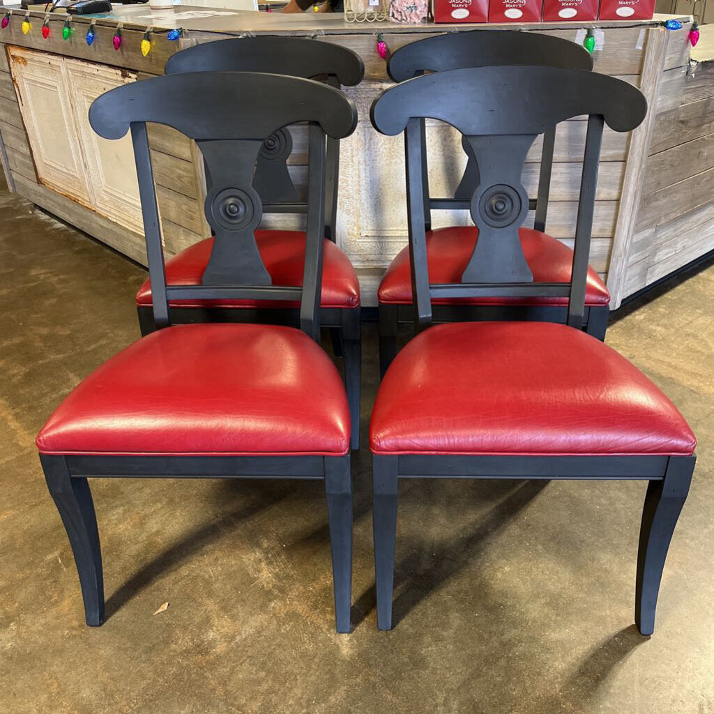 Set of 4 Dining Chairs Leather Seat