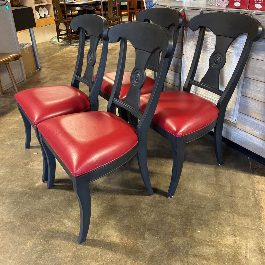 Set of 4 Dining Chairs Leather Seat