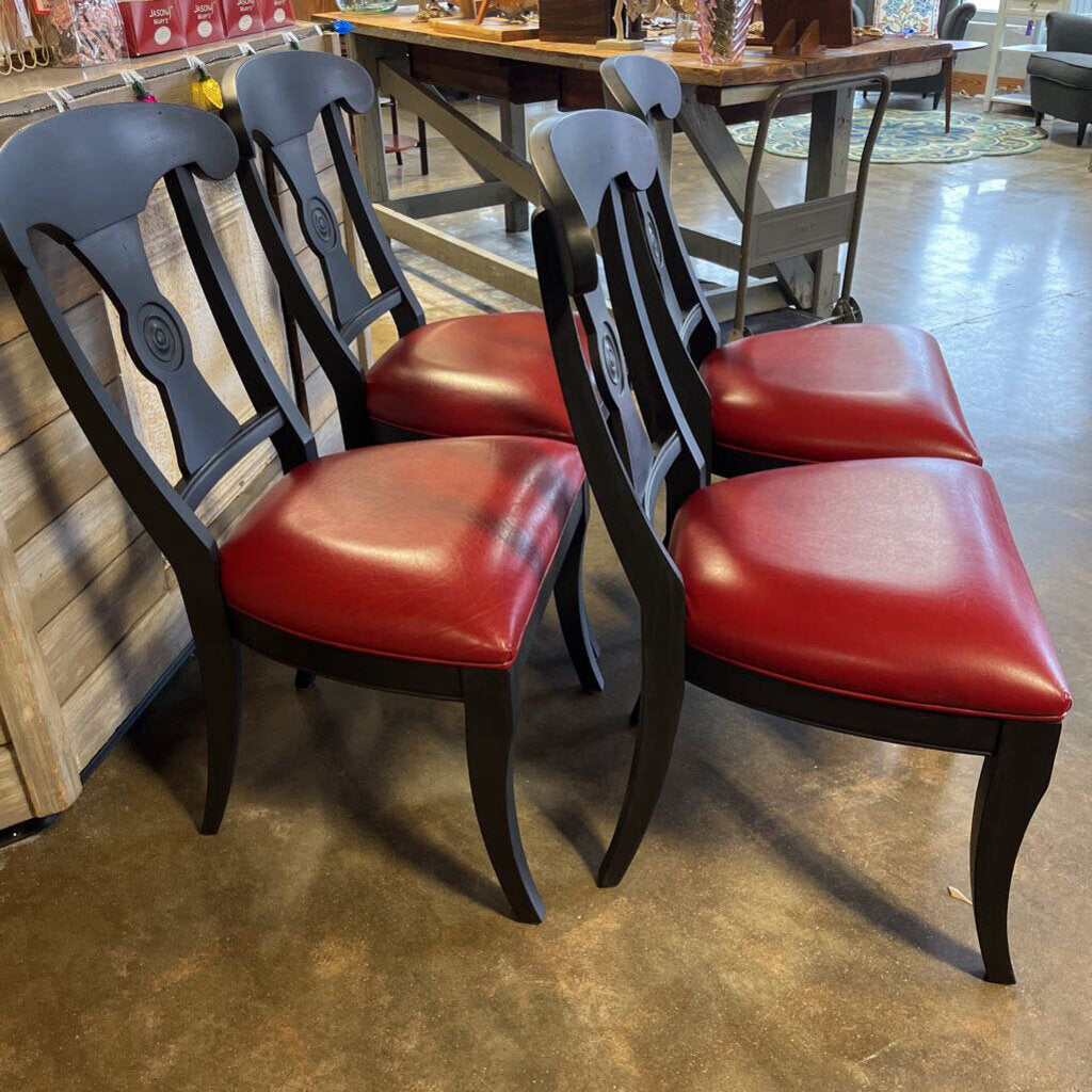 Set of 4 Dining Chairs Leather Seat