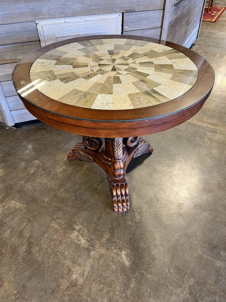 38"Round Marble Table w/ Glass & 54"Extended Cover