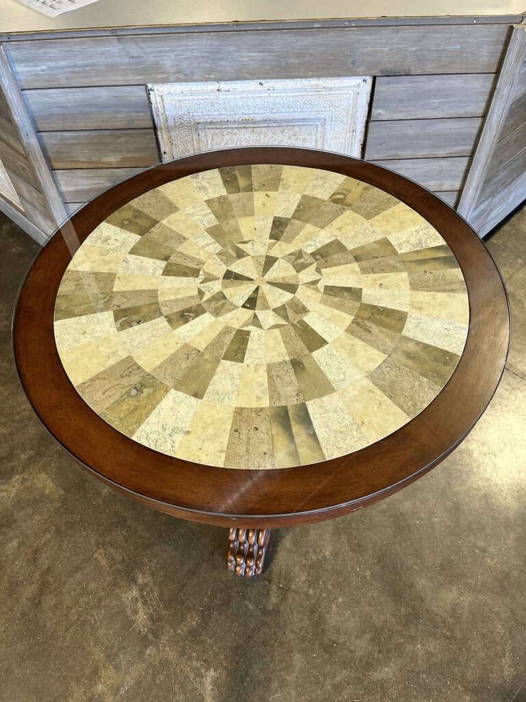 38"Round Marble Table w/ Glass & 54"Extended Cover