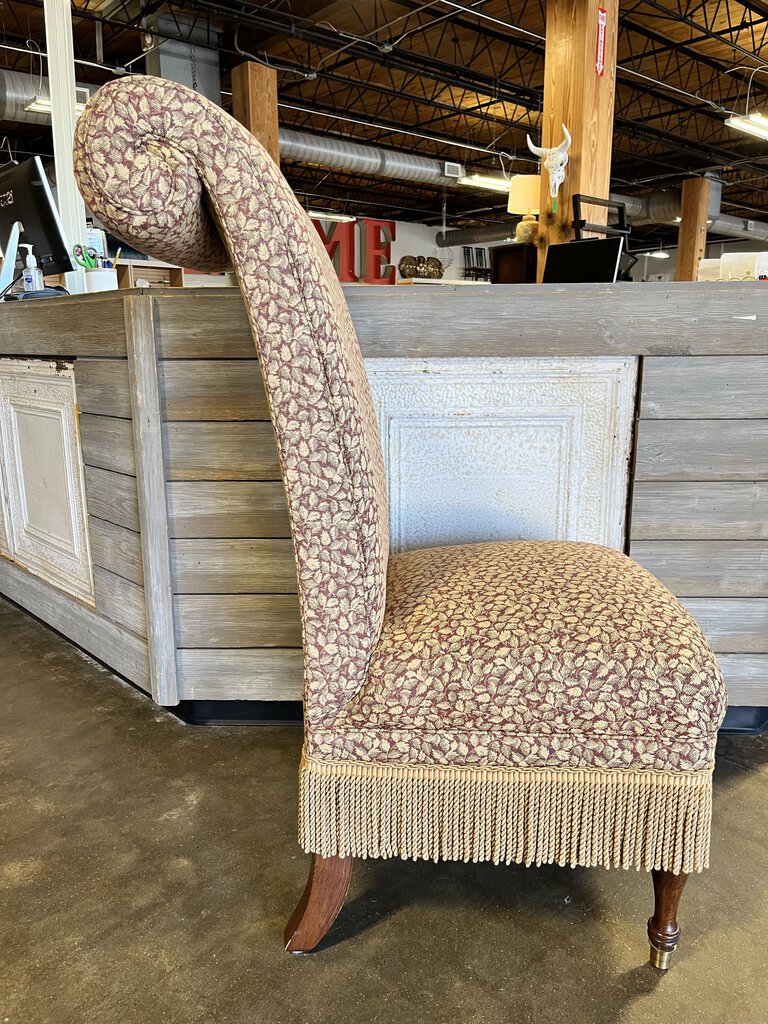 Set of 2 Fringed Roll Top Occasional Chairs