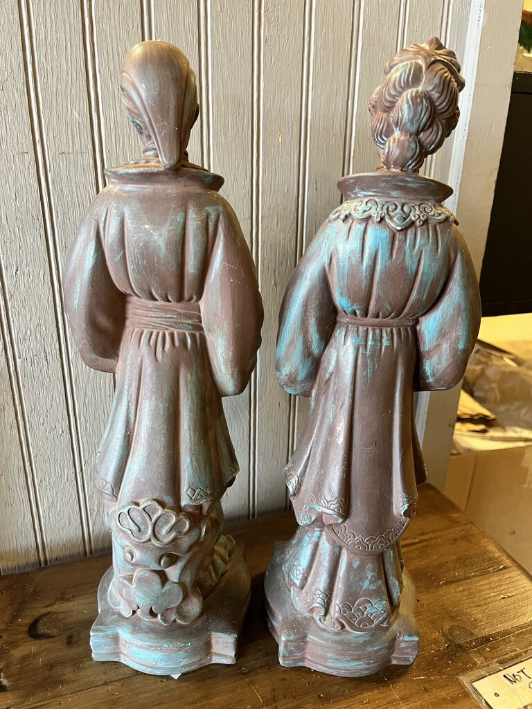 Set of 2 Asian Emperor & Empress Statues