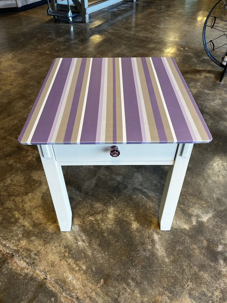 Hand Painted Side Table- Stripes 26.25x24.5x25