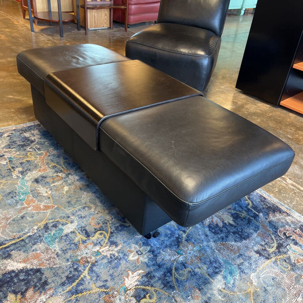 Leather Ottoman-Expandable- Storage & Table 60x23x17