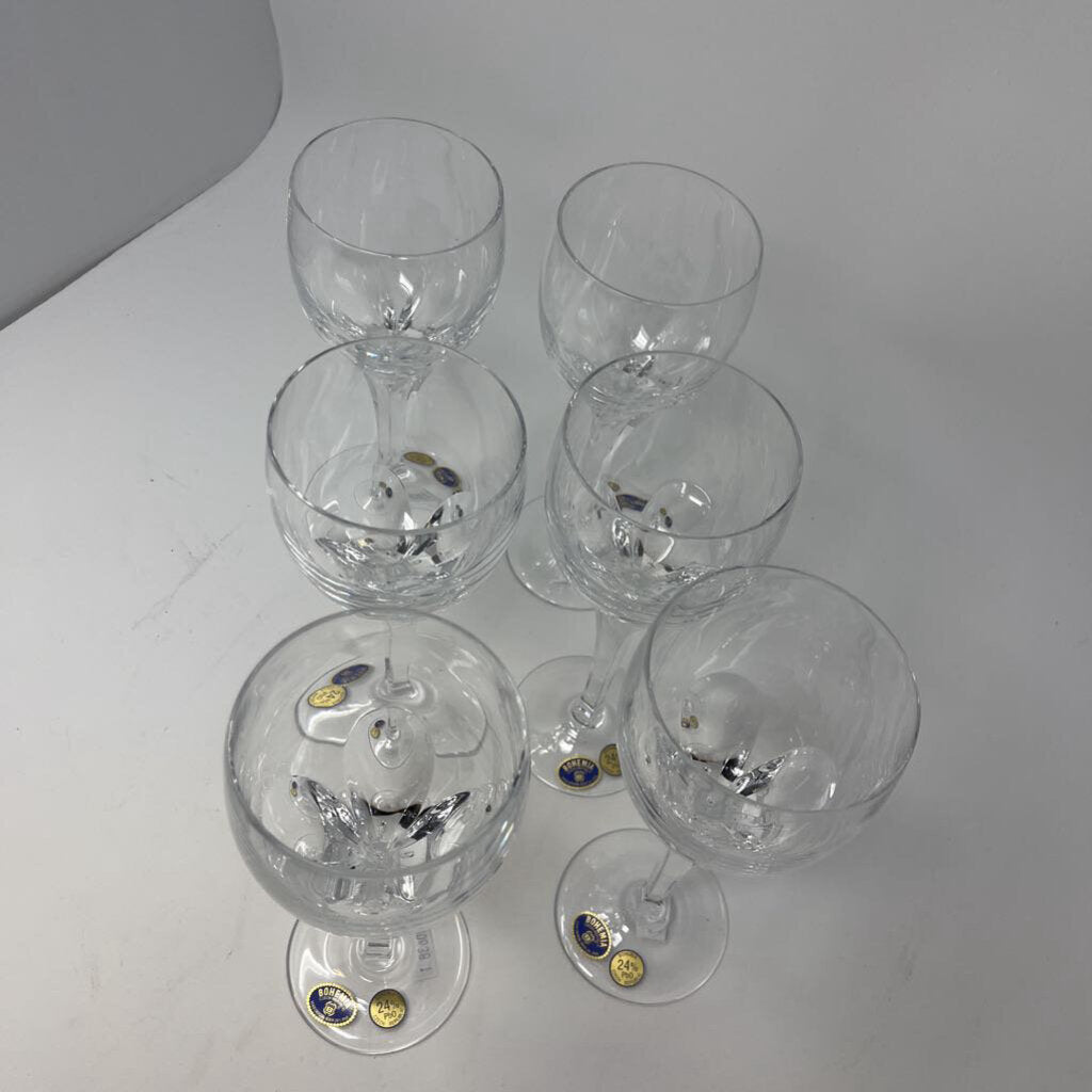 Set of 6 Crystal Wine Glasses - Czech