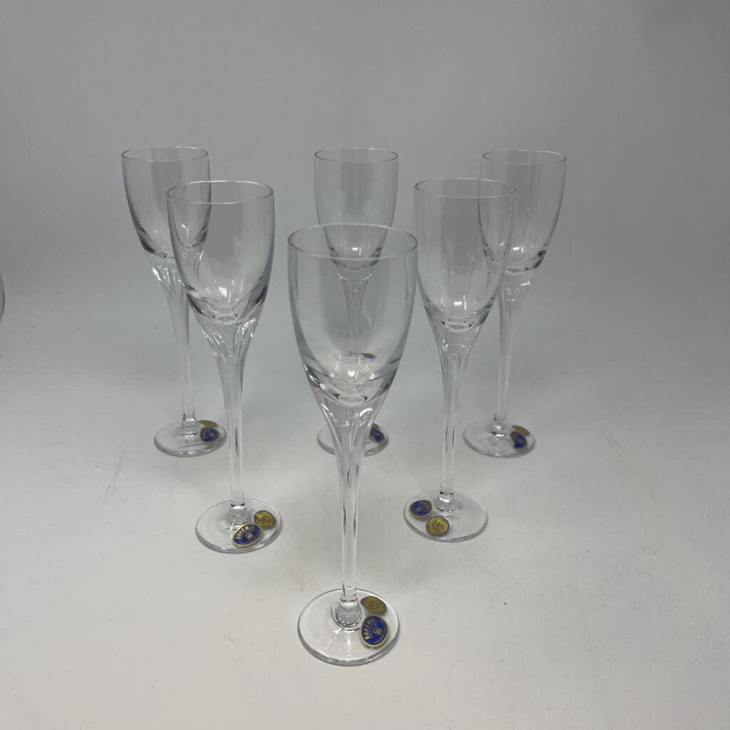 Set of 6 Crystal Champagne Glasses - Czech