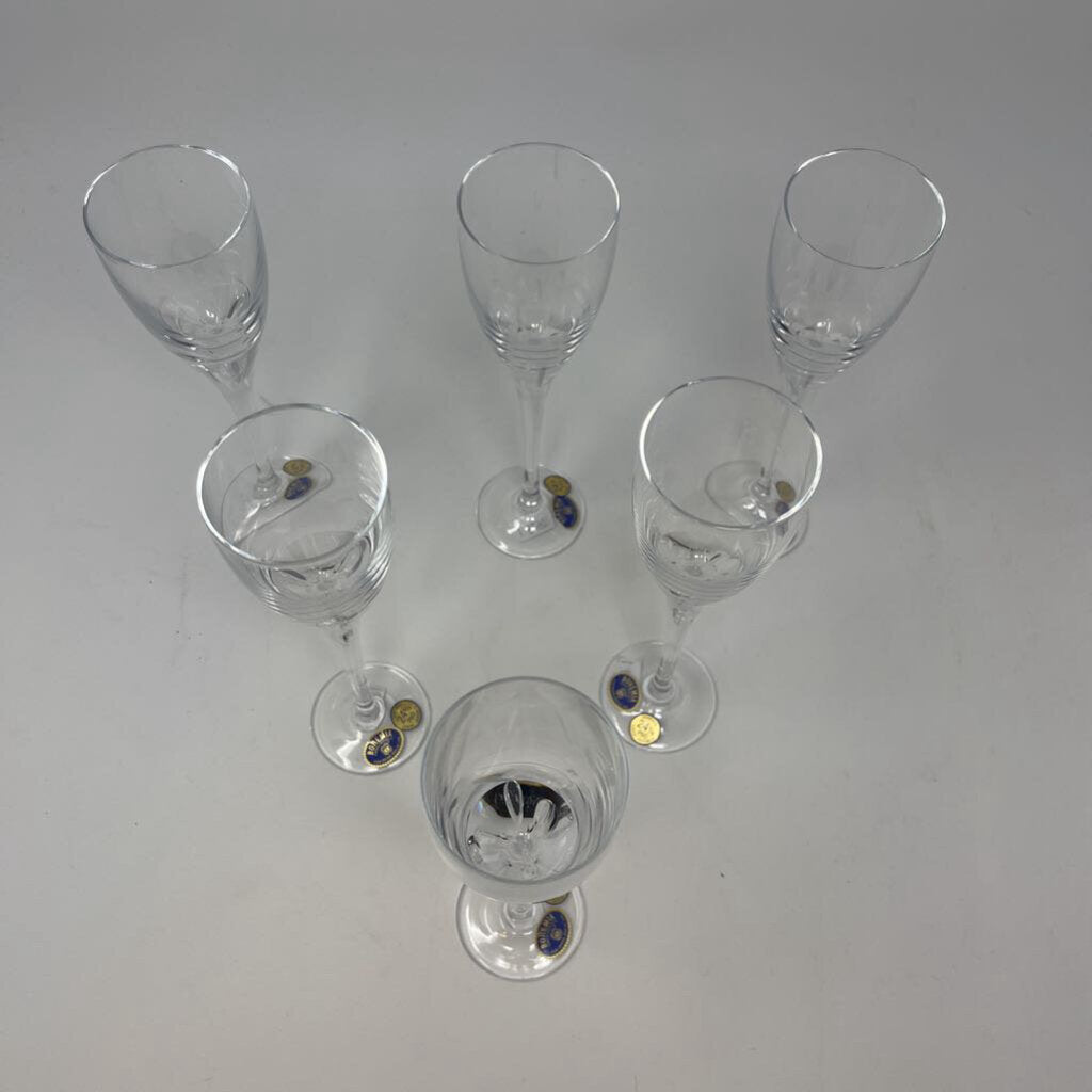 Set of 6 Crystal Champagne Glasses - Czech