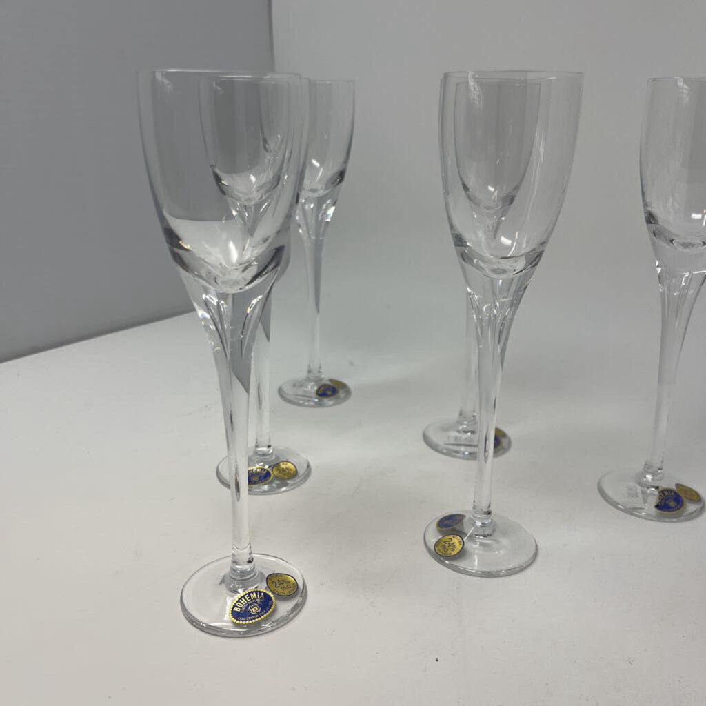 Set of 6 Crystal Champagne Glasses - Czech