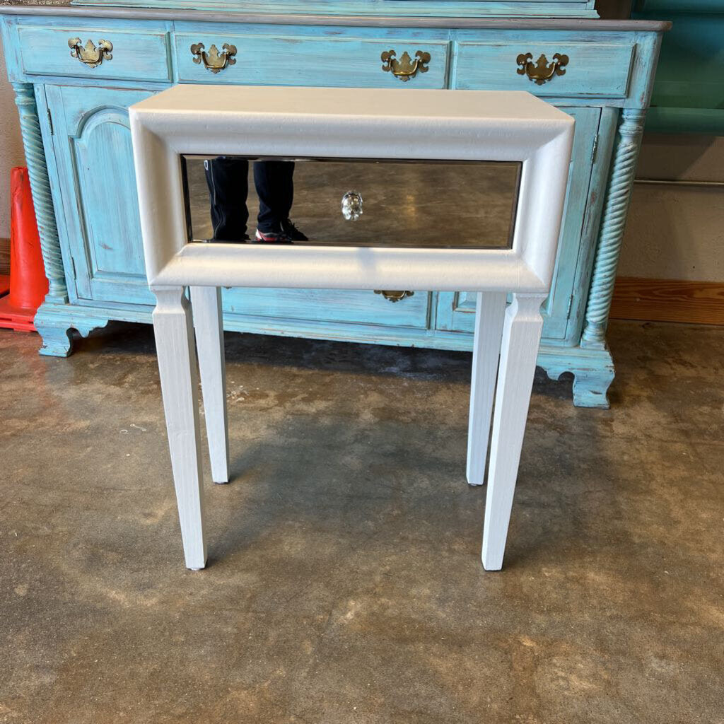 Painted Mirror Front Drawer Side Table