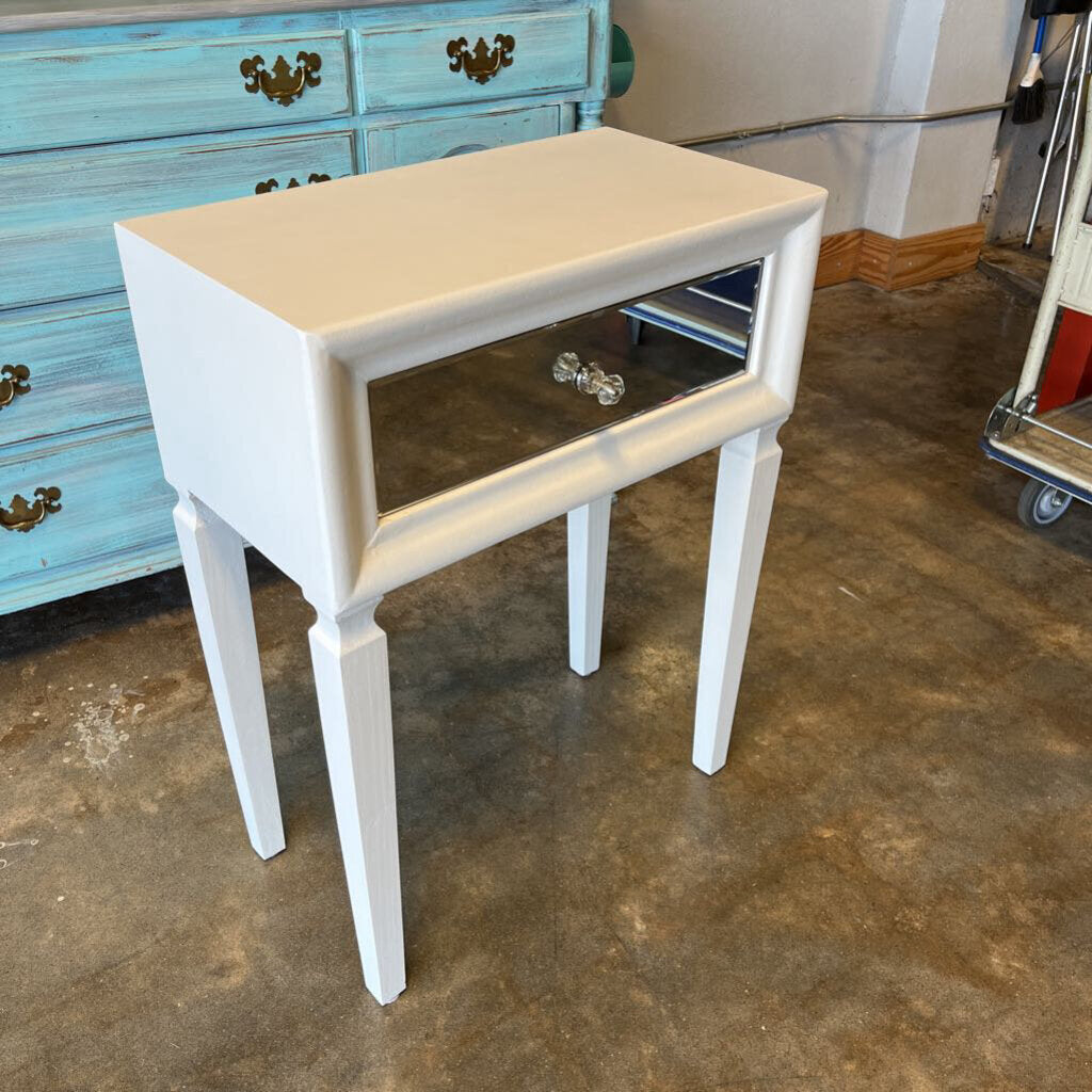 Painted Mirror Front Drawer Side Table