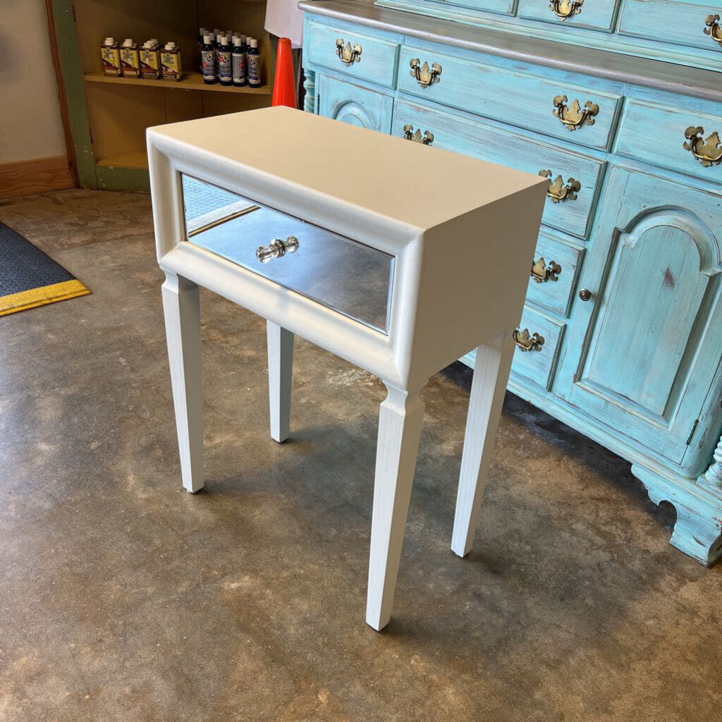 Painted Mirror Front Drawer Side Table