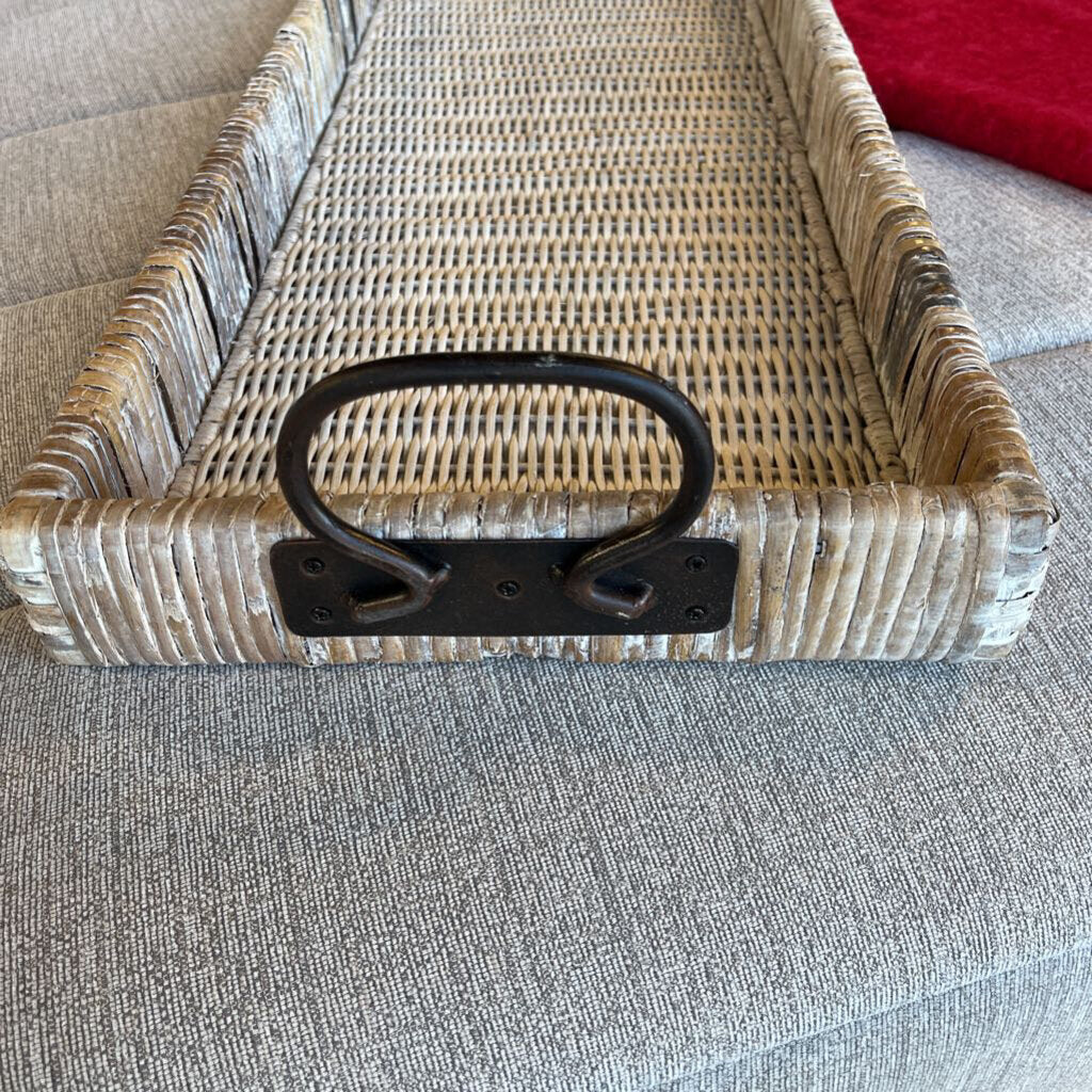 NEW Rattan Tray Metal Handles