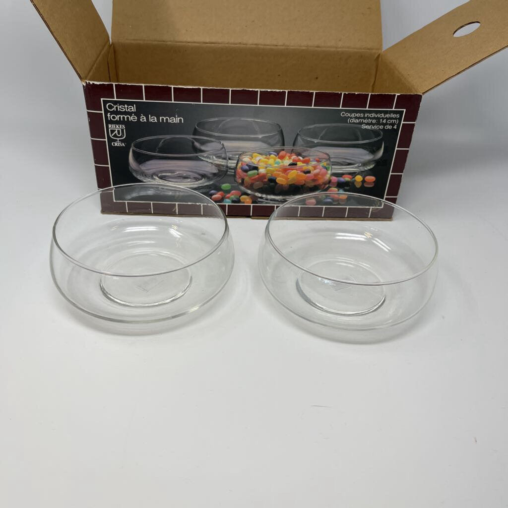 Set of 4 Dessert/ Salad Glass Bowls in Box