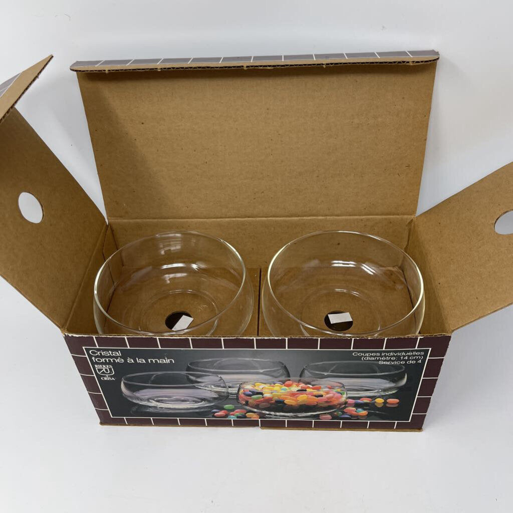 Set of 4 Dessert/ Salad Glass Bowls in Box