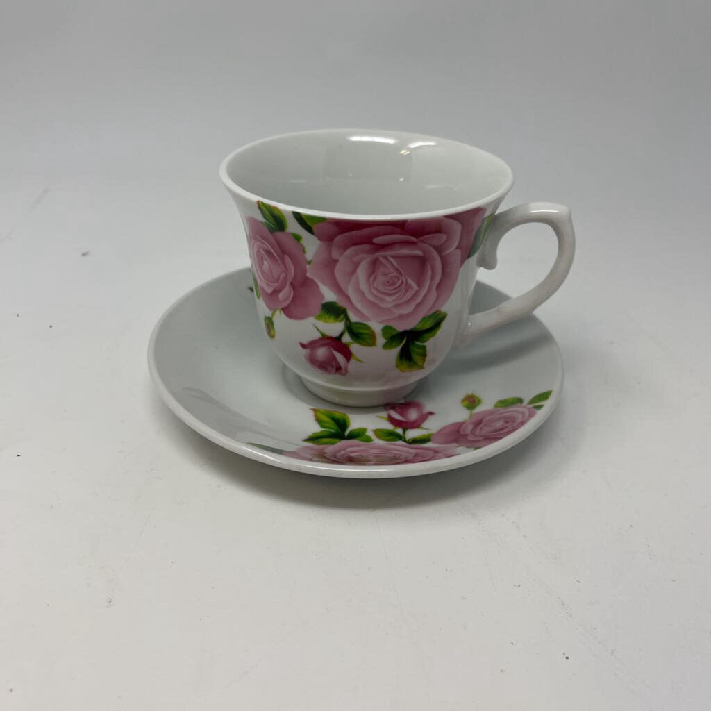 Rose Pattern Cup & Saucer