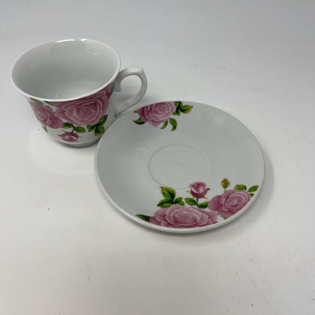 Rose Pattern Cup & Saucer