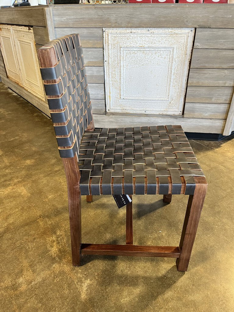 Teak with Woven Leather