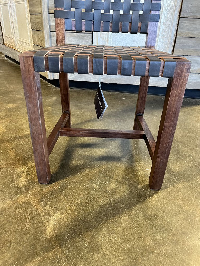 Teak with Woven Leather