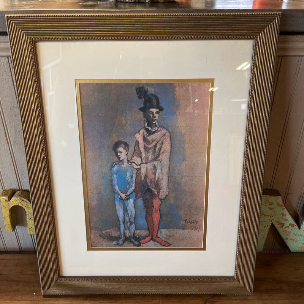 Vintage Framed Picasso Two Harlequins