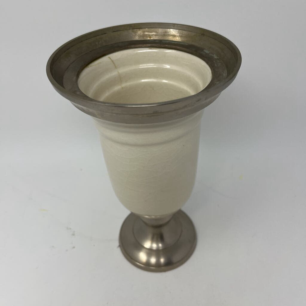 Pewter/Ceramic Bucket 9"H