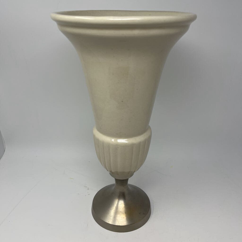 Pewter/Ceramic Bucket Vase 15.5"H