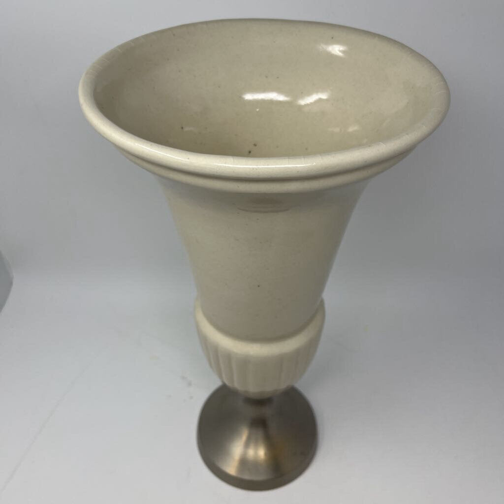 Pewter/Ceramic Bucket Vase 15.5"H