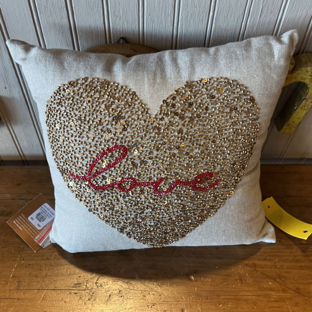 Sequined Heart Love Pillow