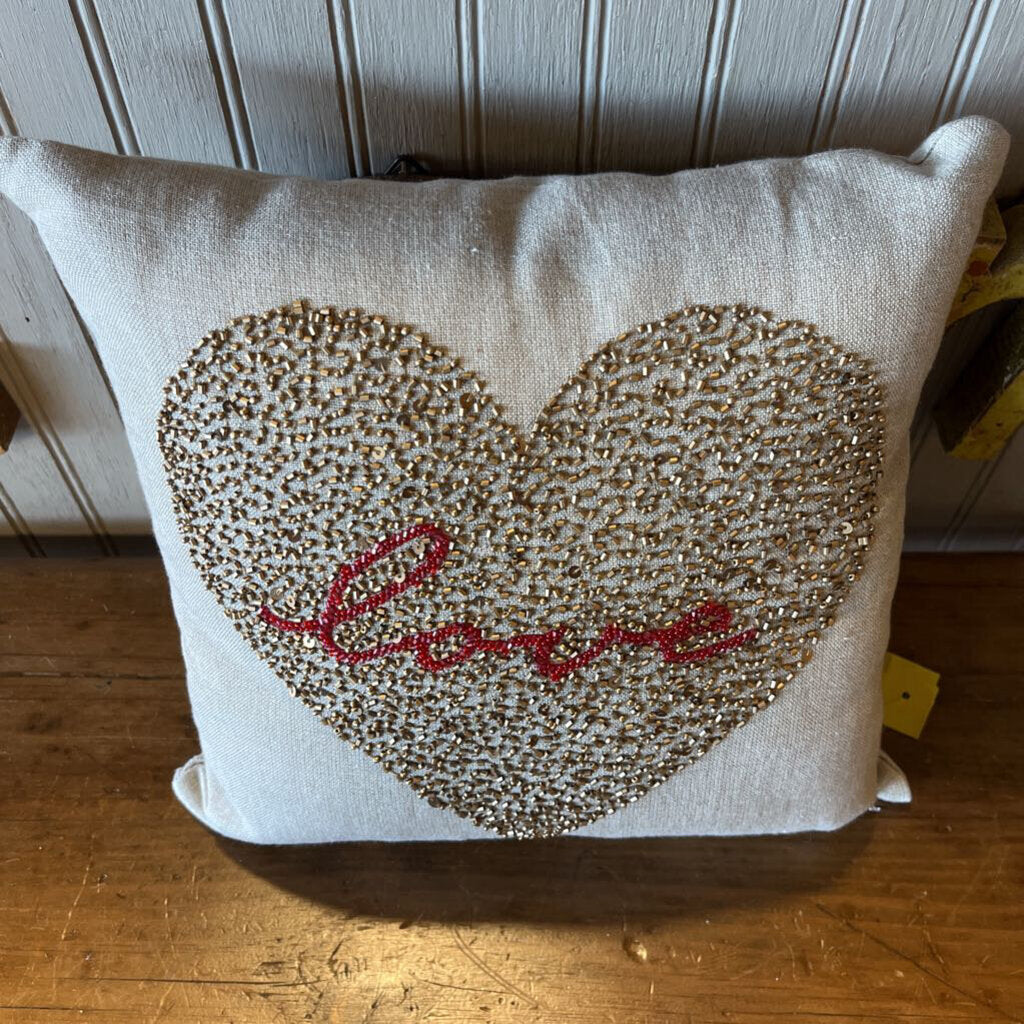 Sequined Heart Love Pillow