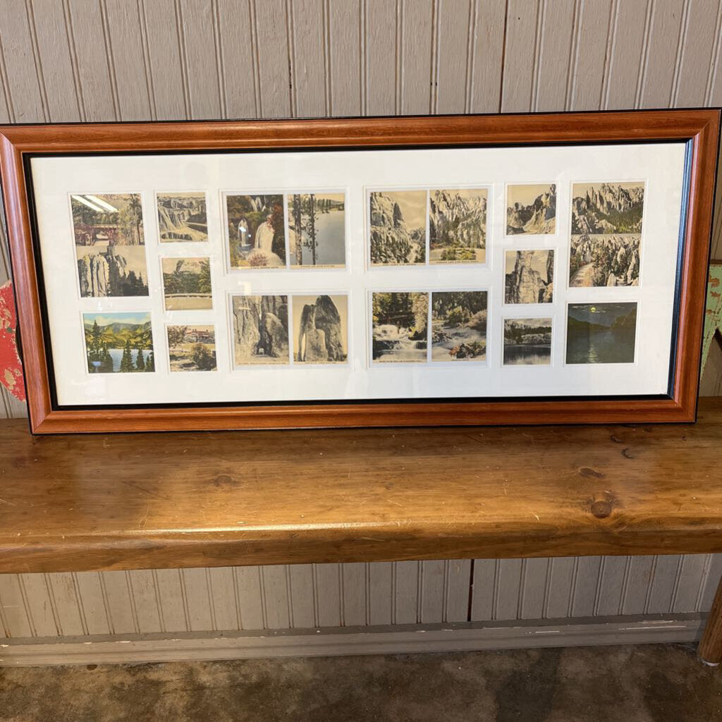 Vintage Framed Postcards 32.5 X 14.5