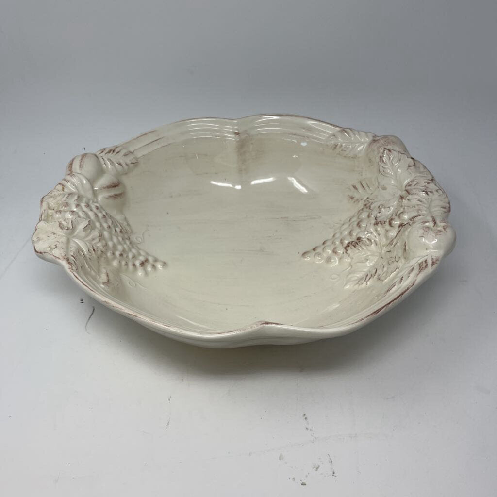 Stoneware Serving Bowl Grape/Leaf Motif