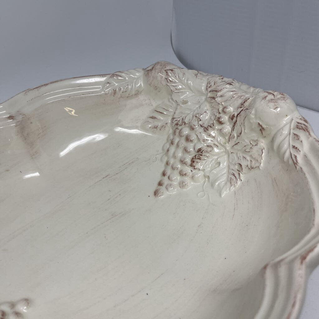 Stoneware Serving Bowl Grape/Leaf Motif