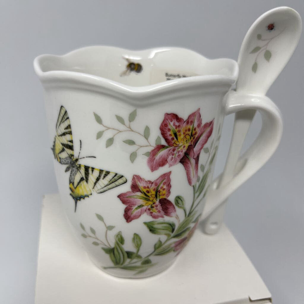 Ceramic Cup & Spoon- Floral