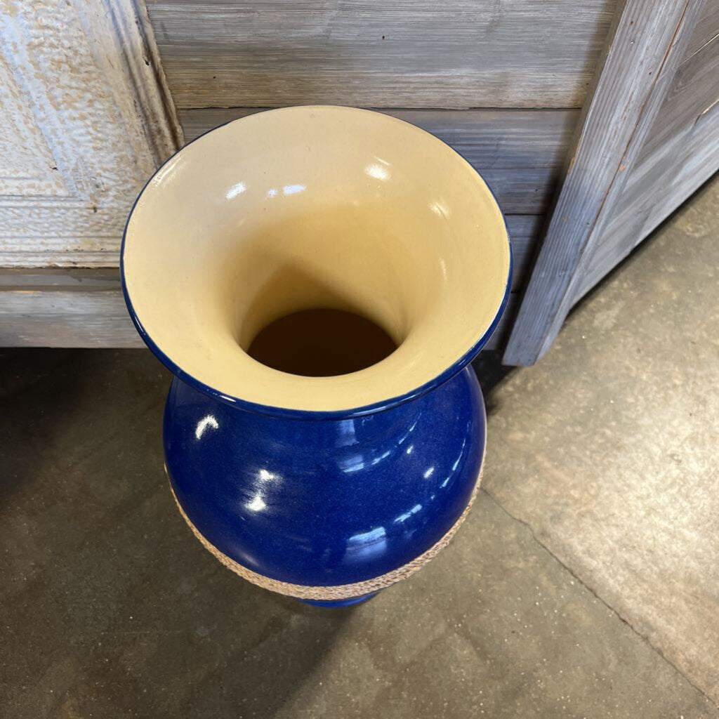22" Tall Ceramic Vase w/ Rope Accent