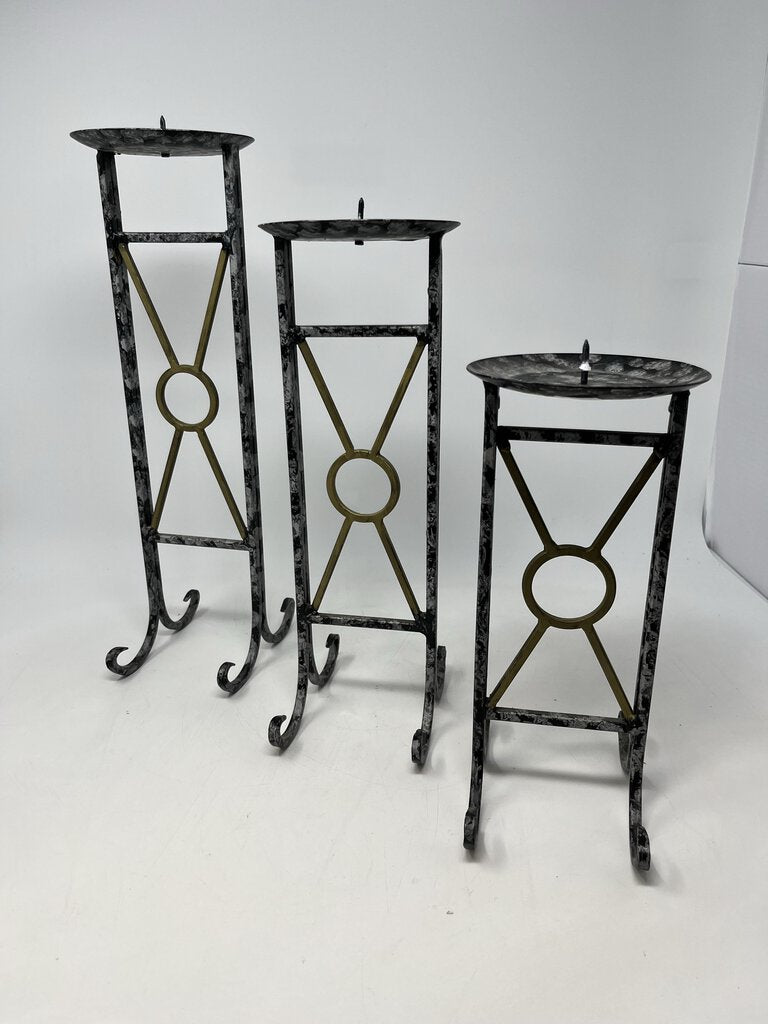 Set of 3 Metal Candleholders