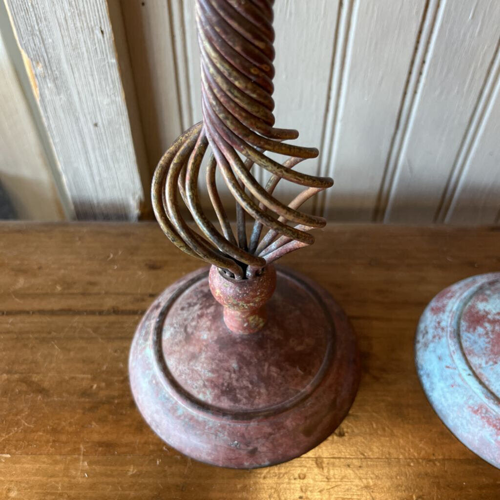 Set of 2 Metal Spiral Candleholders 13"