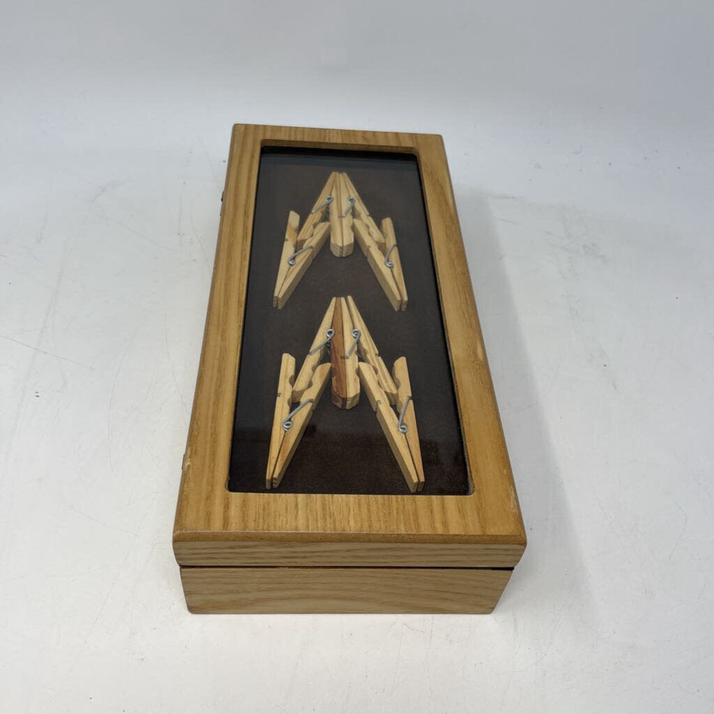 Wood Box w/ Clothes Pin Art 12x5.5x2.75