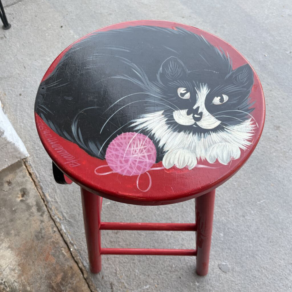 Painted Cat Stool