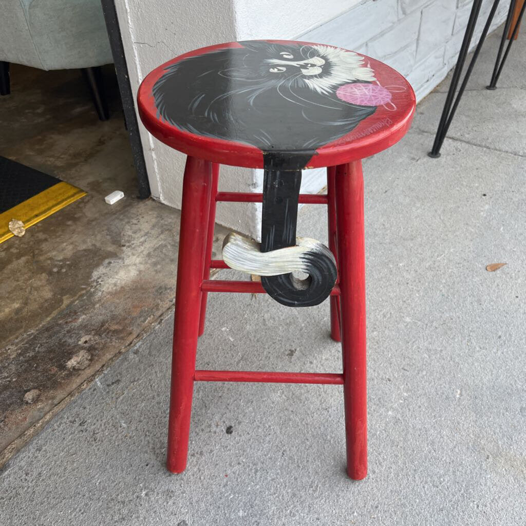 Painted Cat Stool