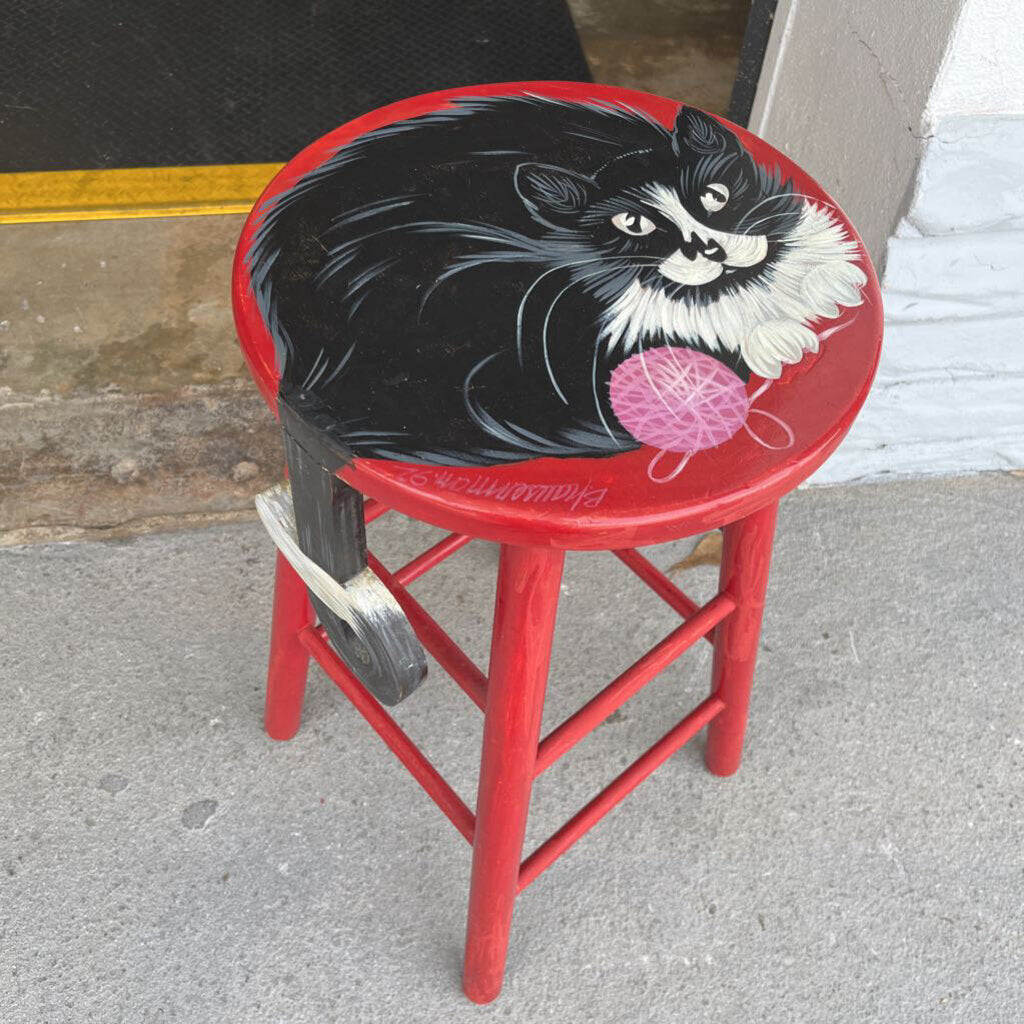 Painted Cat Stool