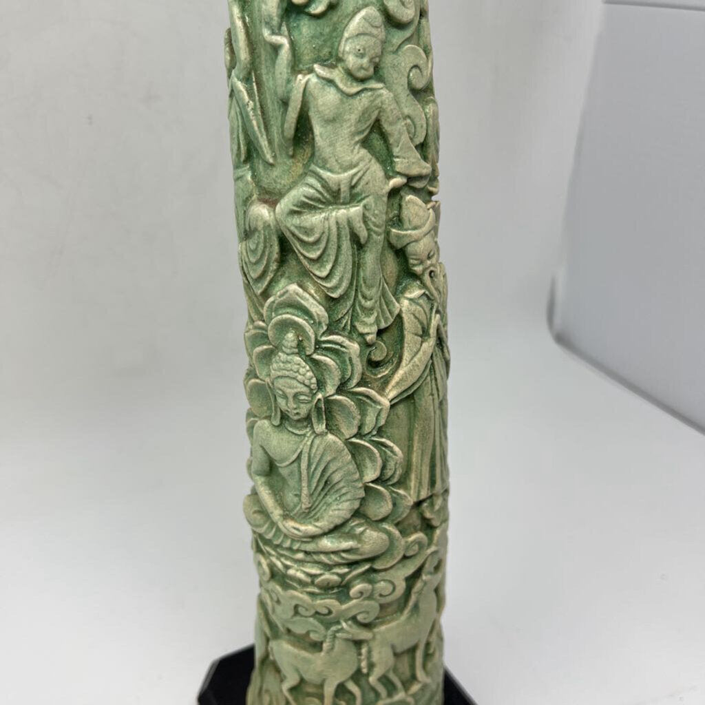Asian Carved Faux Horn Statue 17" Tall