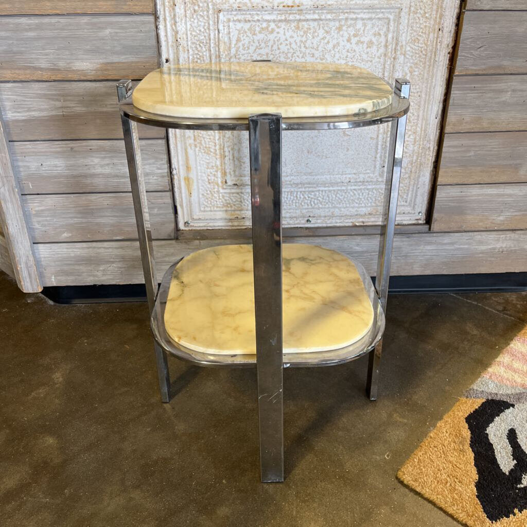 Vintage Chrome & Marble Side Table
