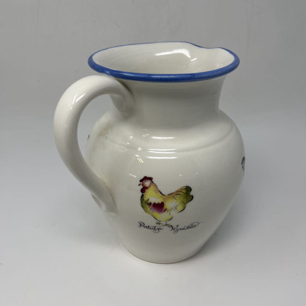 Ceramic Italian Pitcher w/ Chickens