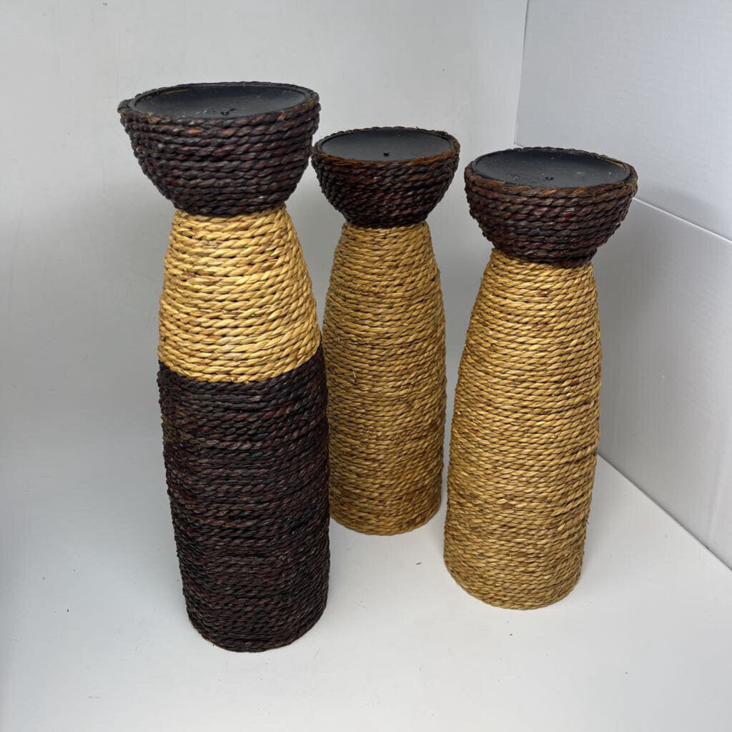 Set of 3 Rope Wrapped Candleholders
