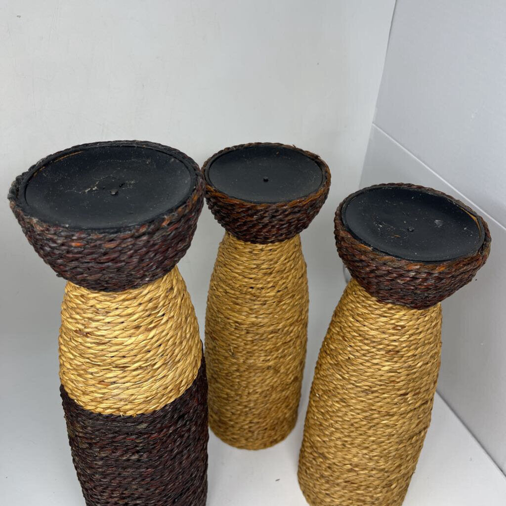 Set of 3 Rope Wrapped Candleholders